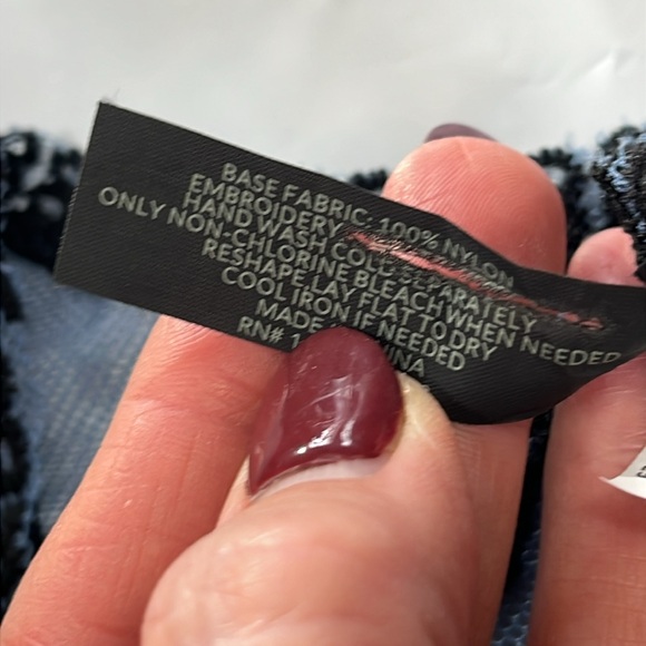 Lane Bryant Blue black Floral Embroidered MESH DUSTER JACKET Open Front Robe 18 - Picture 3 of 16